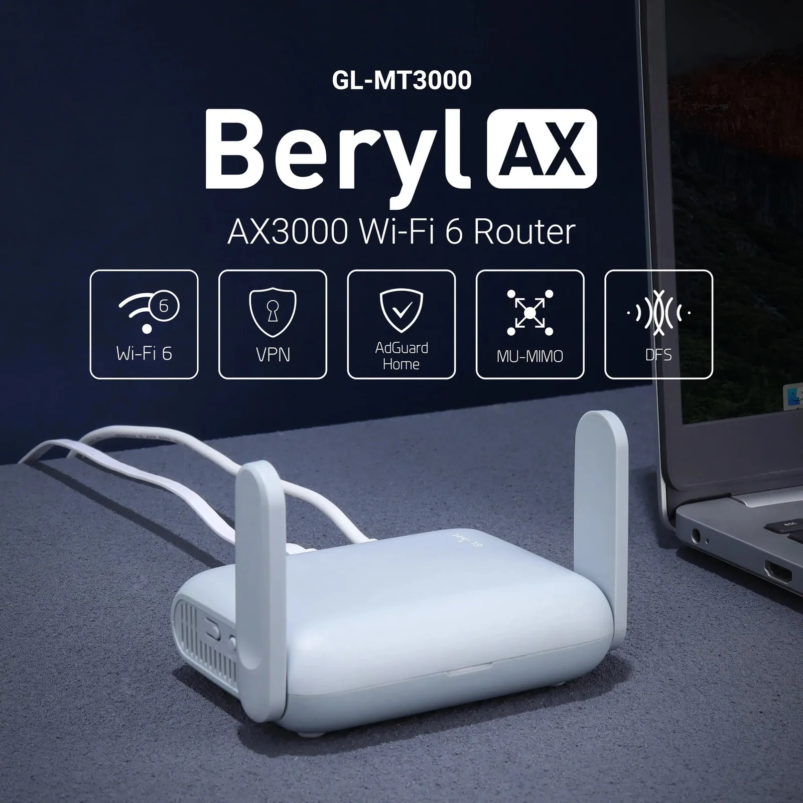 Glinet Beryl Ax MT3000 Pocketsized Wi -Fi 6 무선 여행 기가비트 라우터 사이버 보안 테 더링 RV 부모 제어 240113