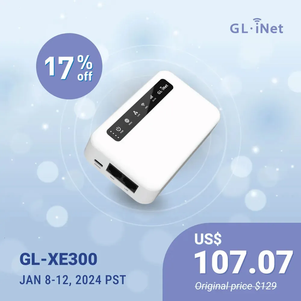 GLiNet Puli GLXE300 4G LTE enrutador VPN inteligente móvil WiFi portátil punto de viaje inalámbrico OpenWrt 5000mAh batería OpenVPN 240113