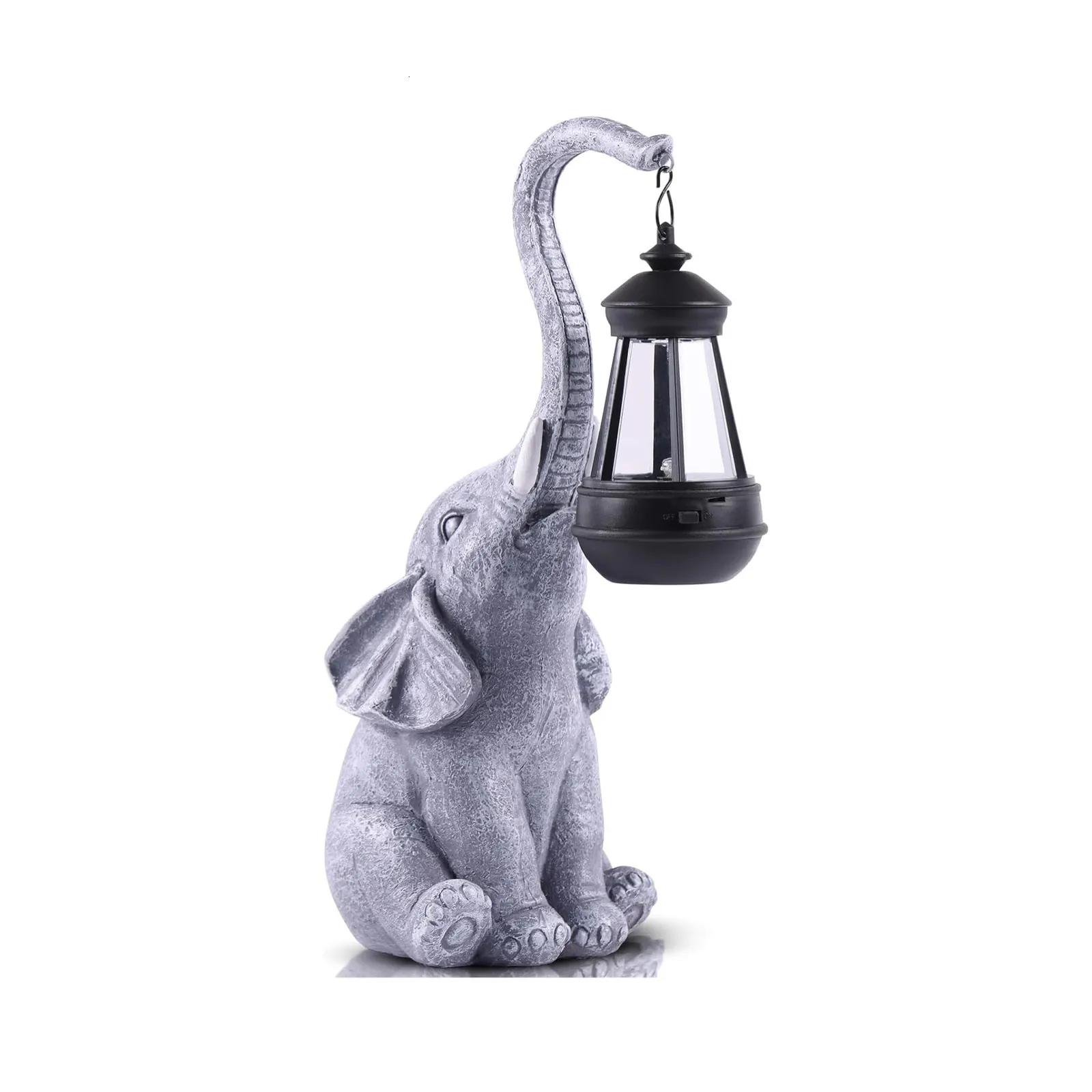 Statue de cour d'éléphant solaire de 15 pouces, décoration de jardin d'éléphant blanc pour les espaces extérieurs pour l'anniversaire de maman, ornements et statues de pelouse 240113