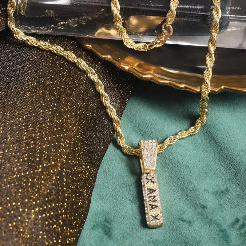 Collane con ciondolo Collana con lettera X ANA ghiacciata con catena a corda larga 4 mm Fascino del dollaro Moda gioielli hip hop per uomo donna