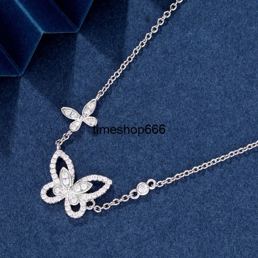 S Sterling Sier Seiko Graff Phantom Butterfly Necklacifull Diamond Hollow Simple Temperament Light High Version ClaVicle Chain