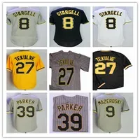Retro 8 Willie Stargell  Baseball Jersey 39 Dave Parker 27 Kent Tekulve 9  Mazeroski Throwback Pullover Sewn Pirate Jerseys Yellow Grey Black White