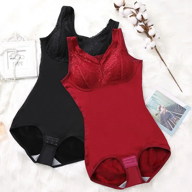 Plus Size Women's Slimming Underwear Winter Plus Velvet Thermal Bodysuit Sexy Body Shaper With Push Up Chest Pad Shapewear 240113