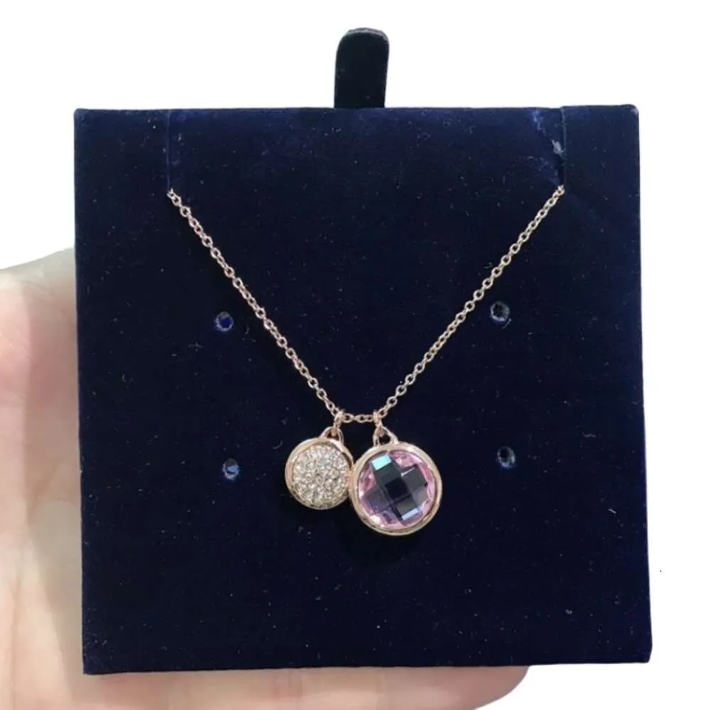 Swarovskis Necklace Designer Women Top Quality Pendant Necklaces Rose Gold Pink Diamond Candy Necklace Women's Element Crystal Racquet Collar Chain