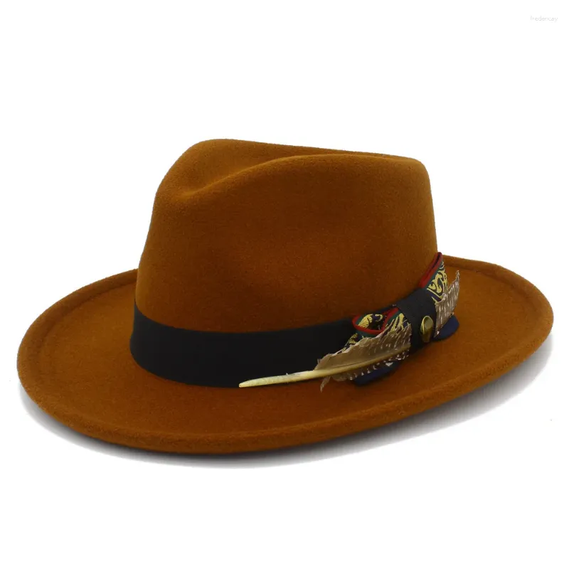 Basker mode trilby fjäder klassisk fedora hatt för män jazz hamburgare vintage vinter hösten sombrero hombre topp hattar