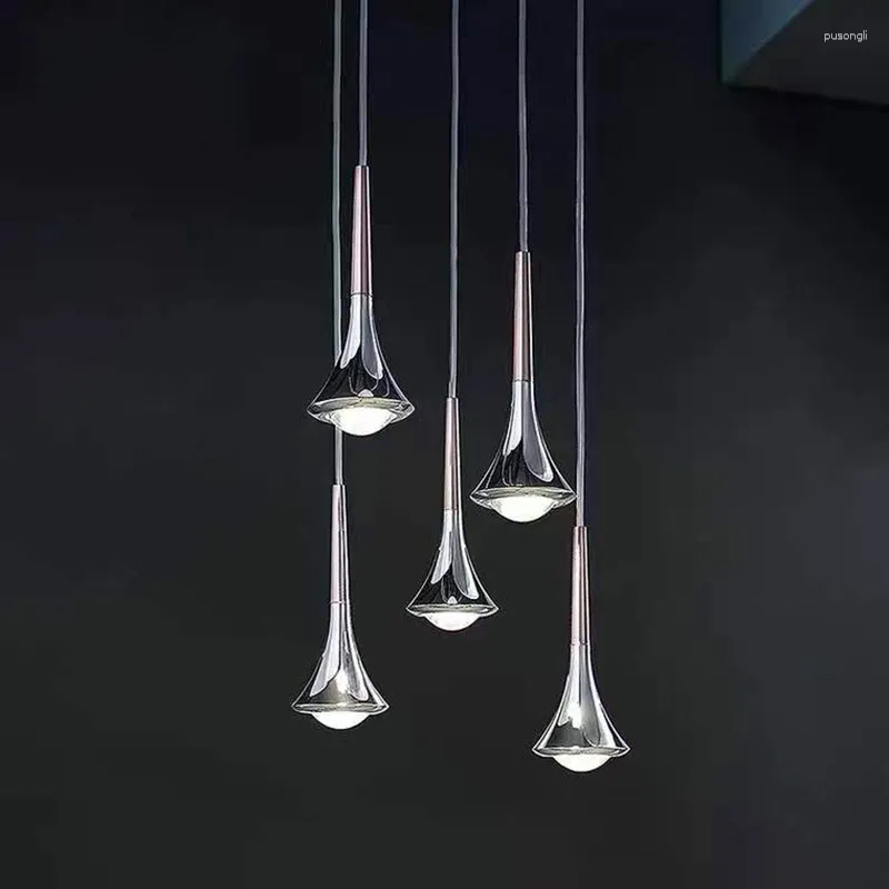 Lámparas colgantes minimalista LED modelo de gota de agua iluminaciones colgantes para restaurante bar escalera el accesorio de suspensión decoración del hogar