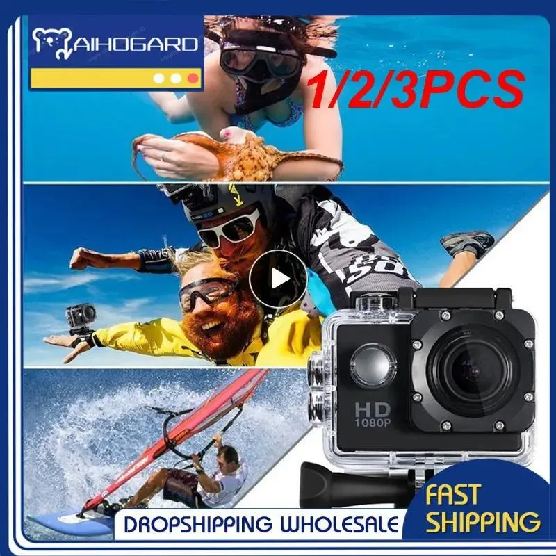 Caméras 1/2/3PCS Caméra Plastique 30M Étanche Go Diving Sport Mini DV 1080P Caméra vidéo Casque de vélo Voiture Cam DVR Extérieur