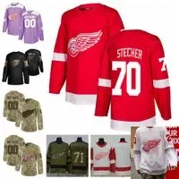 2021 Reverse Retro Customize #70 Troy Stecher  Red Wings Jerseys Golden Edition Camo Veterans Day Fights Cancer Hockey Jerseys