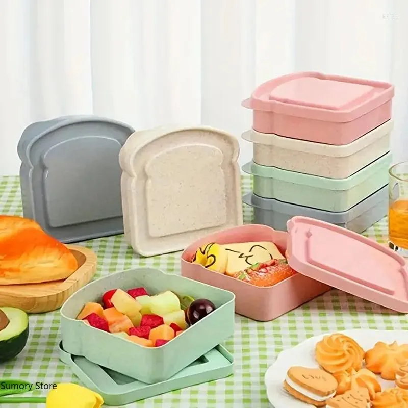 Geschirr-Sandwich-Aufbewahrungsbox, Bambusfaser-Lunchbox, wiederverwendbarer Mikrowellenbehälter, Lunchbox