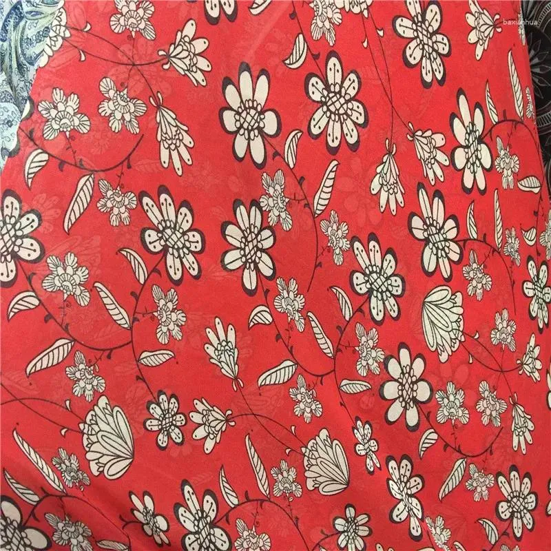 Tessuto per abiti Estate africana di 75 D Abiti in georgette di stoffa di chiffon stampati floreali Collegare i tessuti per vestiti della gonna del vestito