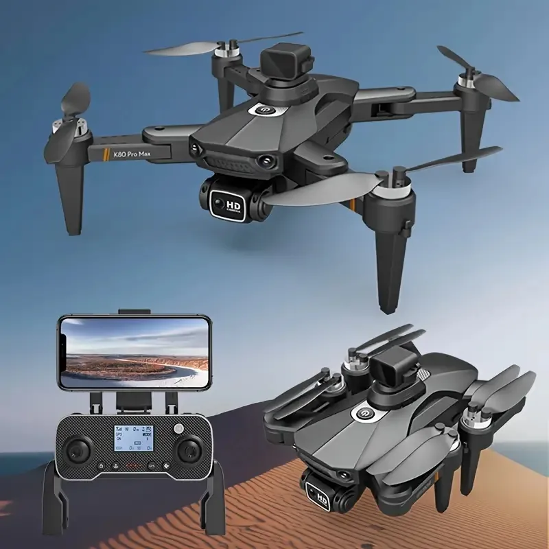 1PC Intelligent hinderundvikande, borstlös motor, dubbla HD -justerbara kameror - Nya K80Pro Quadcopter UAV -drone med GPS och optisk flödespositionering, en -nyckelavkastning.