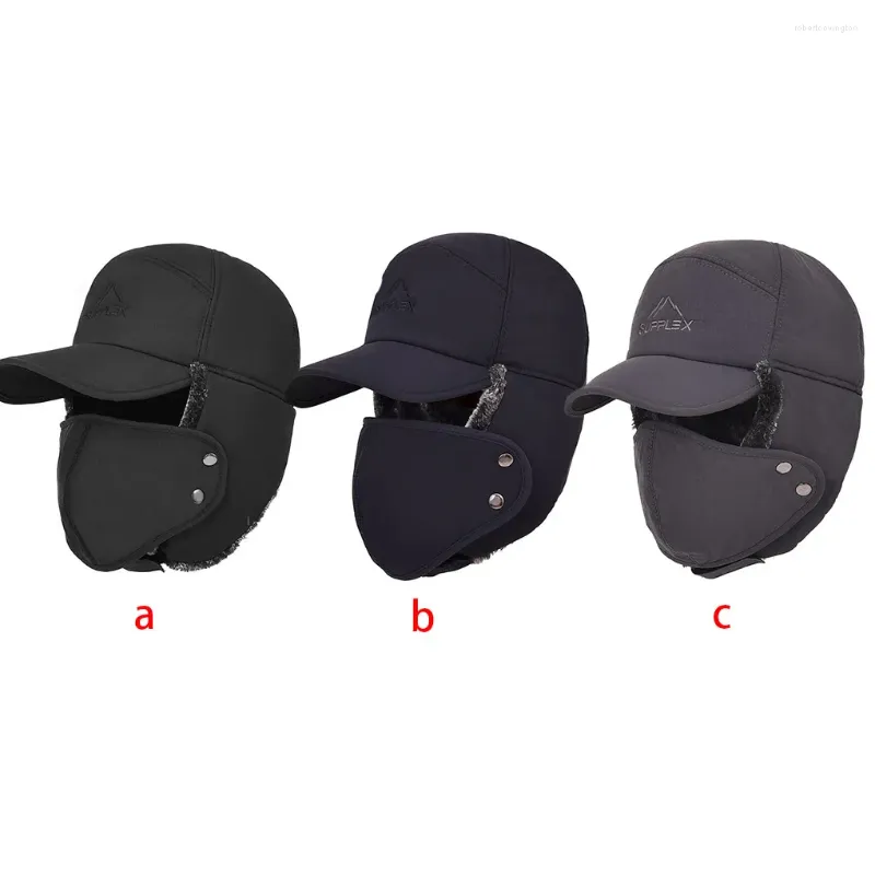 Gorros de ciclismo para hombre, gorro de invierno con orejeras para esquiar al aire libre, senderismo, gorro impermeable para mantener el calor, color negro