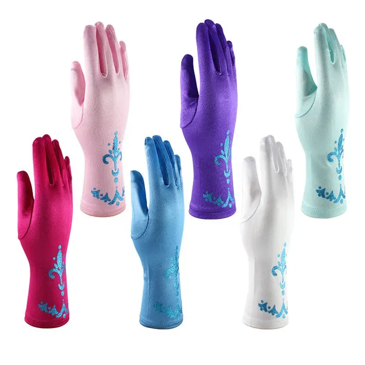 Cosplay princess gloves for kids children girls printing satin gloves for Party Christmas Halloween A-860