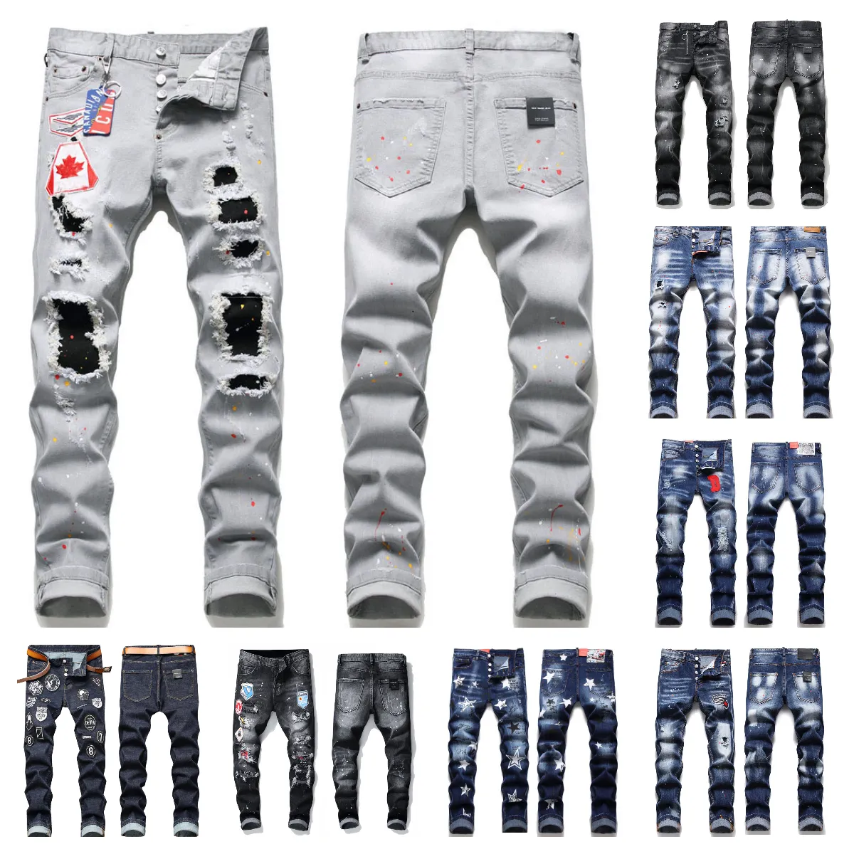 jeans för män designer jeans smala passform jeans lila eans för mens designer jeans 100 bomull lapptäcke medern twill mager jean knapp flygande ljus hål män kvinnor 3xl