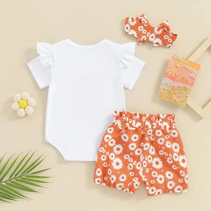 Clothing Sets Big Sister Little Matching Outfits Short Sleeve Romper T Shirt Daisy Shorts Set 3Pcs Baby Girl Summer Clothes