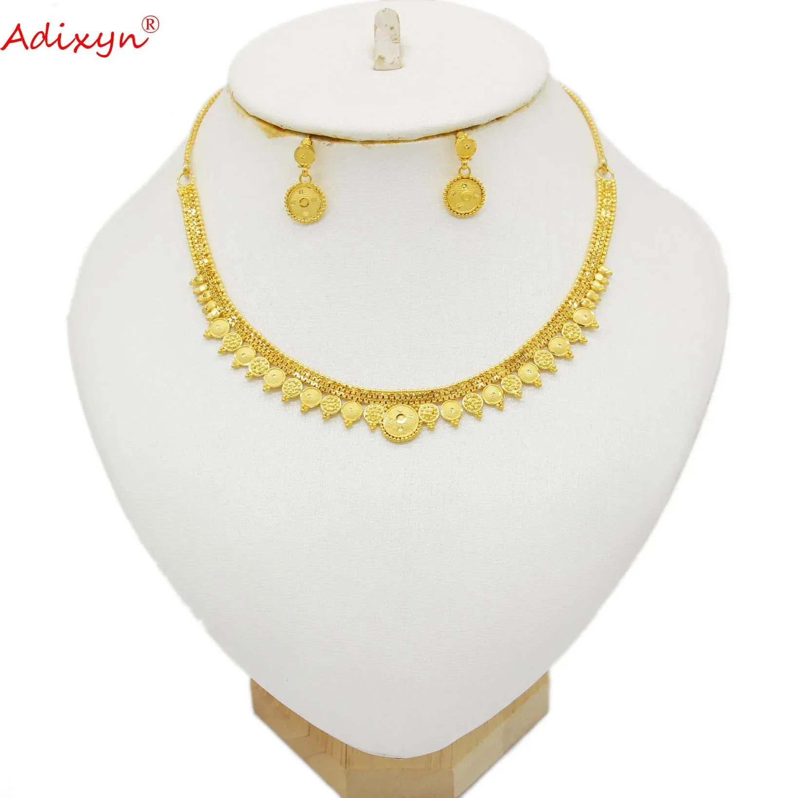 Naszyjniki adiksyn naszyjnik dla kobiet indyjska biżuteria dla kobiet złota kolczyki kolory złoty kolor Dubai darmowa wysyłka