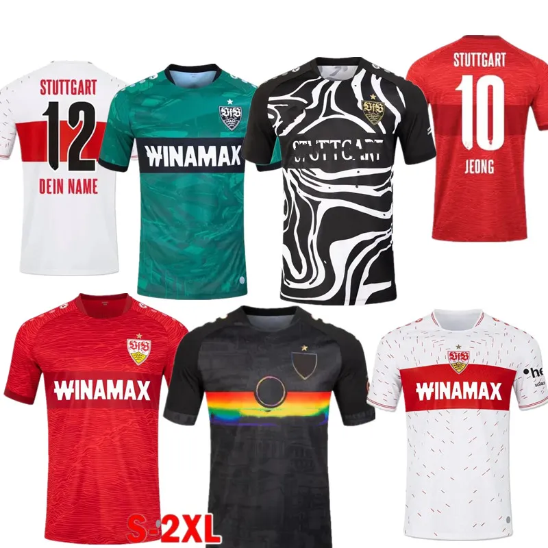 23 24 Maillots de football StutTgartS MILLOT PFEIFFER MVUMPA KASTANARAS MASSIMO ZAGADOU BREDLOW 2023 2024 Uniformes pour hommes Kits pour enfants Maillots de football à domicile