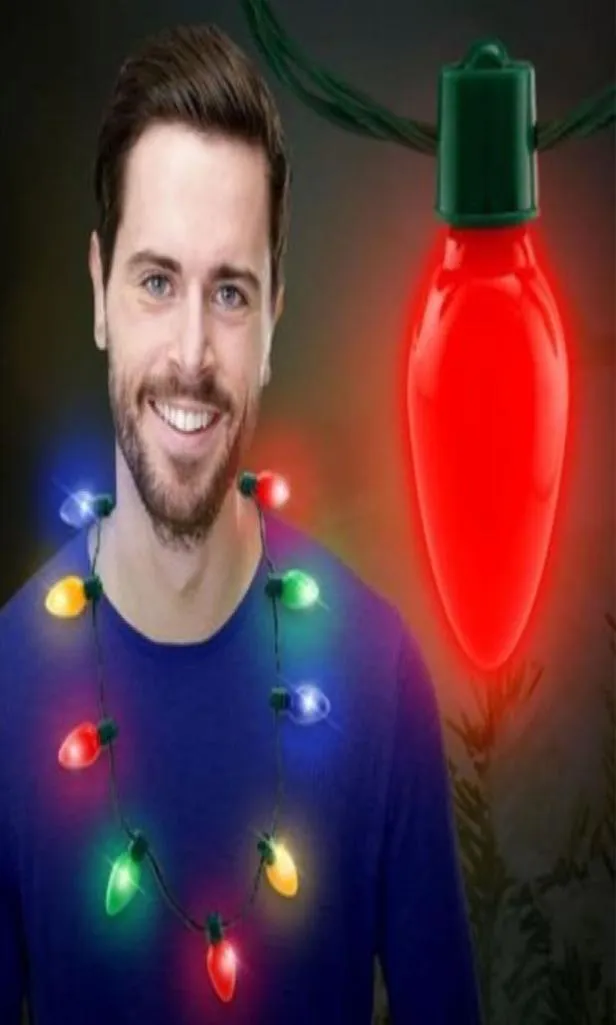 LED Light Up Christmas Bulb Necklace Party Fullowing Party Formors للبالغين أو الأطفال Decoration6283454