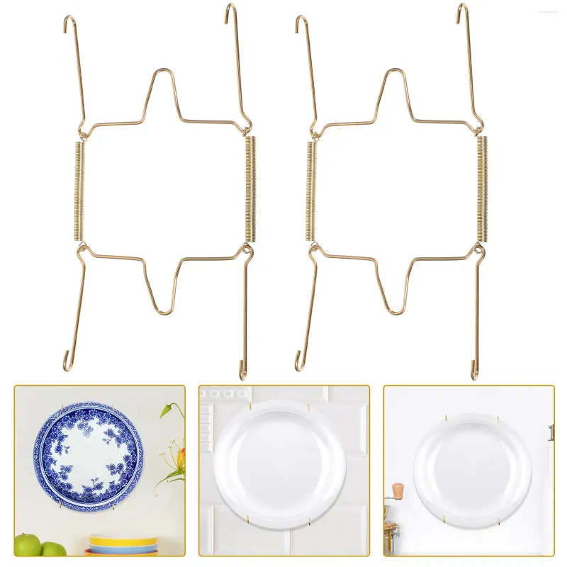 Kitchen Storage 2 Pcs Spring Hanging Pan Hook Wall Plate Holder Stand Stainless Steel Large Hangers For The Display U-shaped Shelf