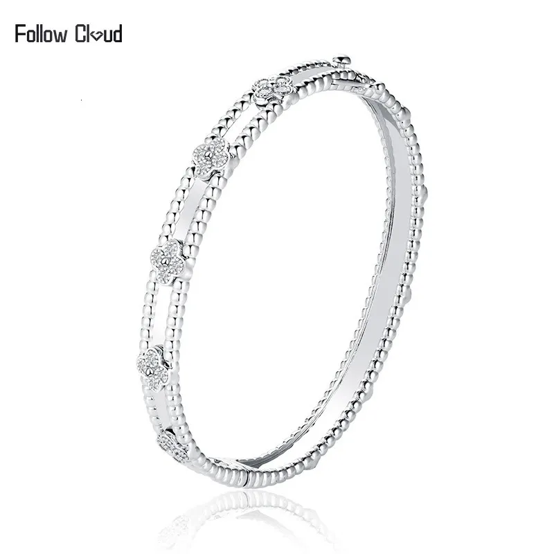 Follow Cloud Totaal 068ct 40PCS 16mm Armbanden Lab Diamond Bangle 925 Sterling Zilver 17cm voor Vrouwen fijne Sieraden 240113