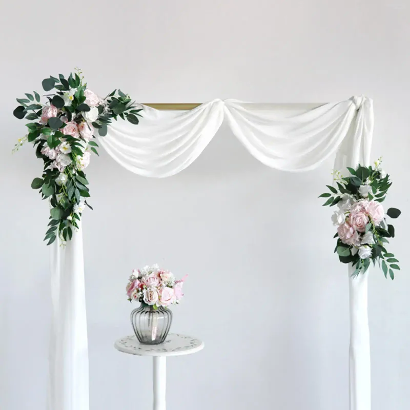 Decorative Flowers 2Pcs Artificial Wedding Arch Floral Arrangement Greenery Arbor Party Ceremony Decor Backdrop Display Plant Reception