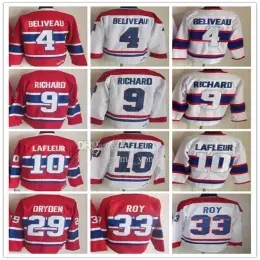 Vintage Montreal Hockey Jerseys 10 Guy Lafleur 4 Jean Beliveau 9 Maurice 29 Ken Dryden 33 PATRICK ROY Retro CCM Uniforms