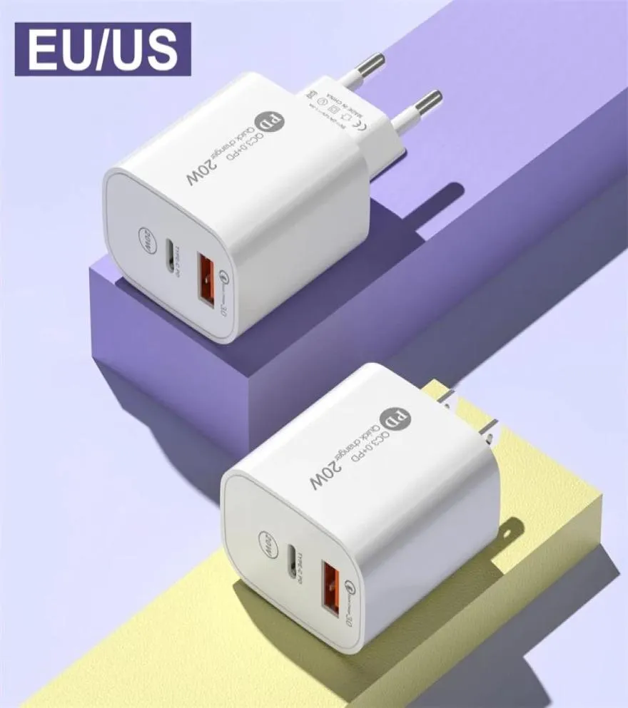 Fast Quick Charging Dual Ports PD 20W USBC Wall Charger Power adapters For IPhone 13 13 Ipad Samsung Xiaomi huawei4594383