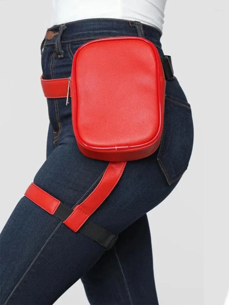 Waist Bags Next Level Bag Pack Pouch Fanny Belt Pu Red Money Fashion Leather Leg Black Harness Bum Women