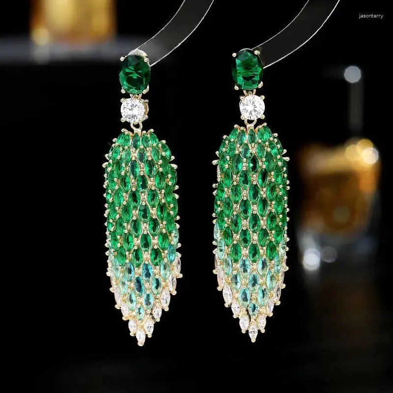 Boucles d'oreilles pendantes vert bleu noir goutte d'eau pour femmes, longues déclarations géométriques, bijoux de soirée, cadeau de mariage