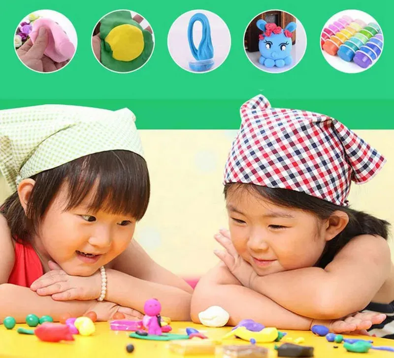 MOTOHOOD 24colors Plasticine Slime Toys For Kids Light Clay + Tools Intelligent Plasticine Play Dough Polymer Clay Set (15)
