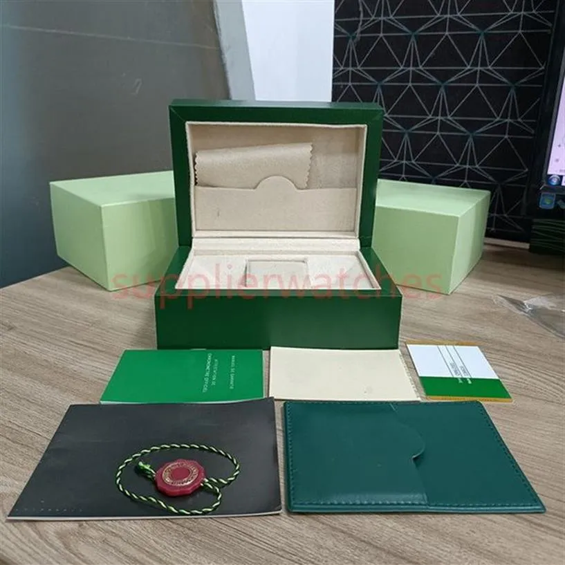 Hjd moda verde casos r qualidade o relógio l caixas e papel x sacos certificado caixas originais para mulher de madeira homem relógios caixa de presente a214b