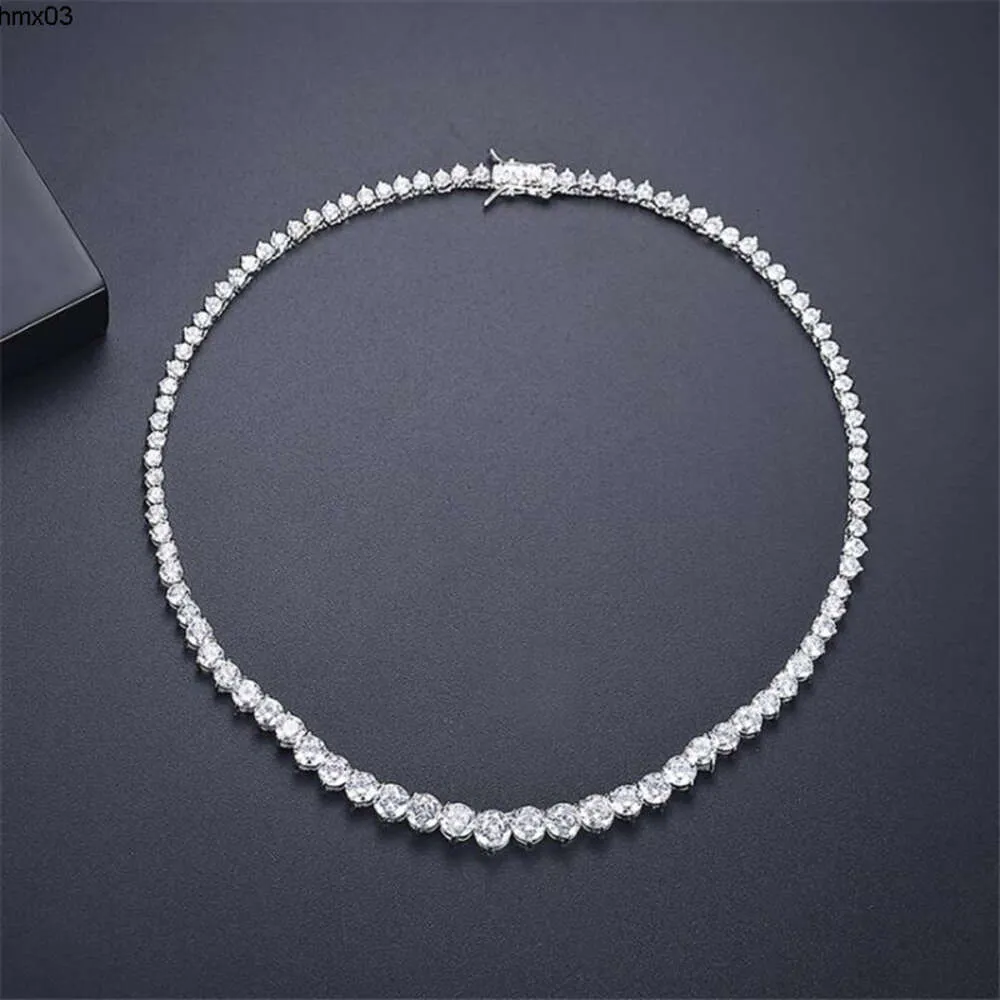 Collier de tennis de mariée, bijoux de luxe étincelants, or blanc 18 carats, coupe ronde, topaze Cz, diamant, pierres précieuses, pendentif pour femme, cadeau pour amoureux, meilleure vente