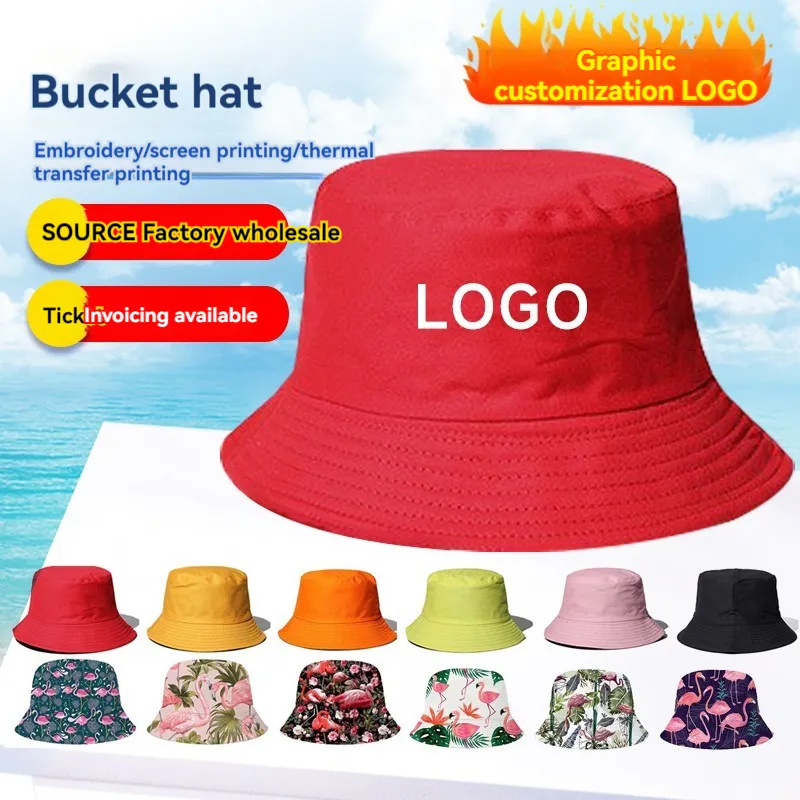 Designer Bucket Hat Custom Embroidery Printing Logo Adults Children Kids Size All Color Available Summer Cap Beach Brim Sun Visor