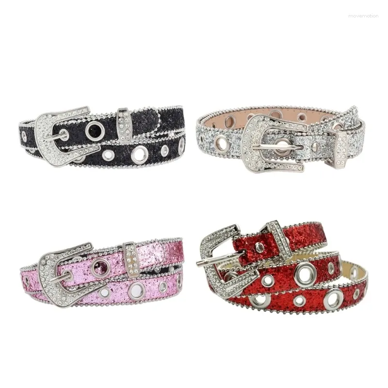 Belts Harajuku Waist Belt Pin Buckle For Woman Girls Thin Full Sequins Strap Fashion Enthusiasts