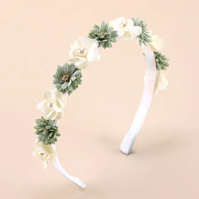 Hair Accessories White Flower Hairband Kids Trendy Pearl Headband Girls Wreath Crown Party Headwear Boutique Head Hoop