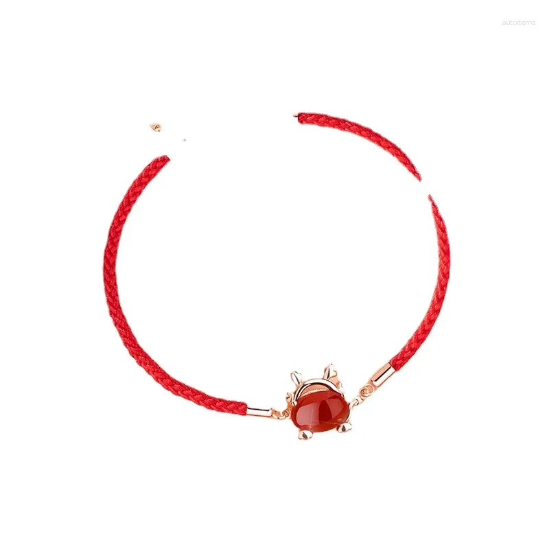 Звено-браслеты Год Дракона, браслет из стерлингового серебра, женский браслет 2024, красные осенние и зимние украшения