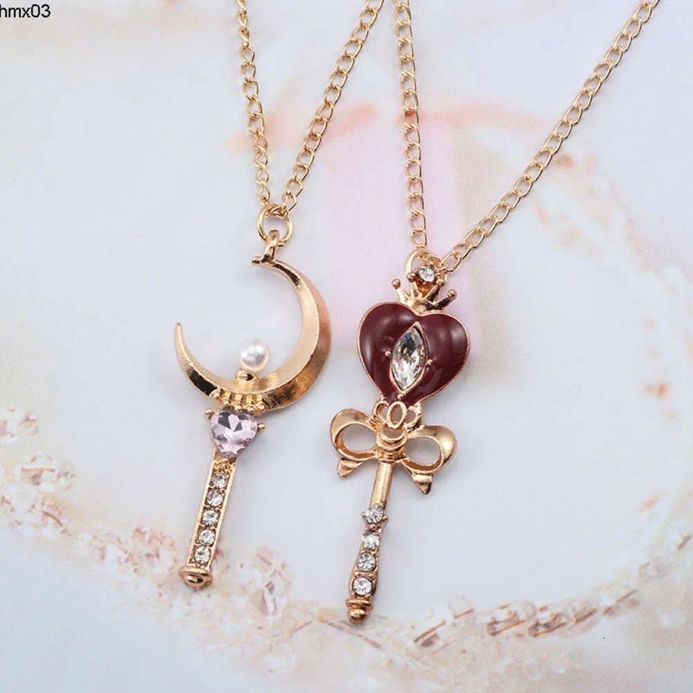 Pendant Necklaces Anime Sailor Moon Women Crystal Pearl Love Heart Wand Pendants Cartoon Sailormoon Jewelry