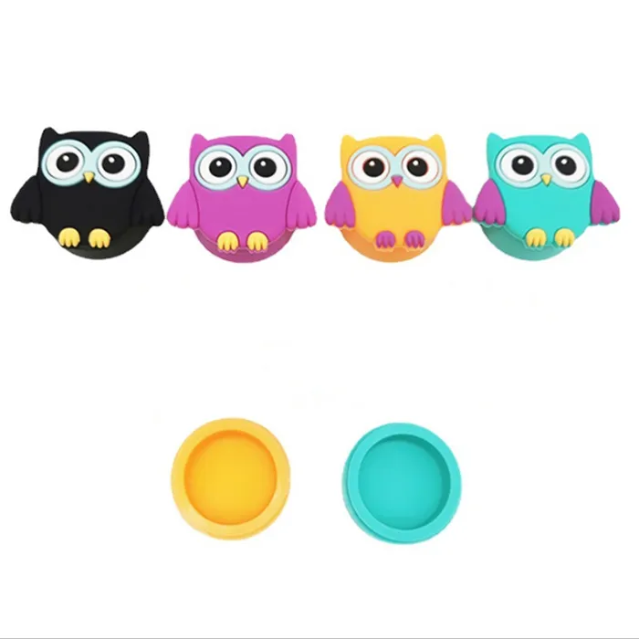 Owl shape 11ml silicone wax containers cartoon box food grade jars dab dabber tool storage tobacco oil herb rubber holder