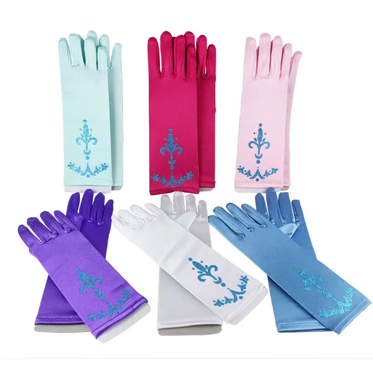 Cosplay princess gloves for kids children girls printing satin gloves for Party Christmas Halloween A-860