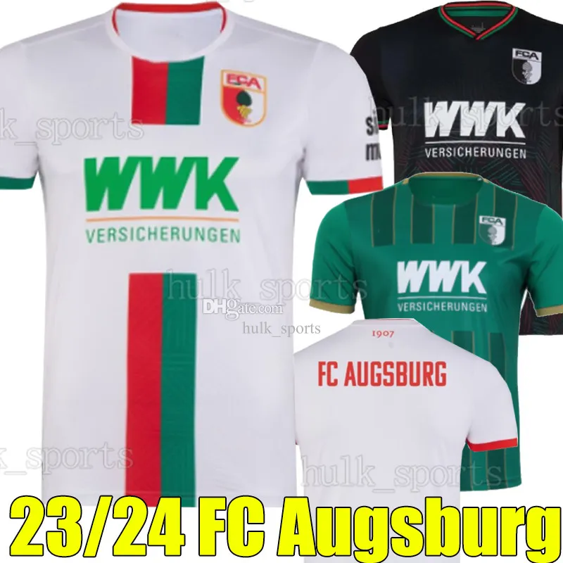 23/24 FC Augsburg maglie da calcio 2023 2024 DEMIROVIC DORSCH REXHBECAJ BELJO VARGAS ENGELS MAIER casa bianca via verde terza maglia da calcio nera