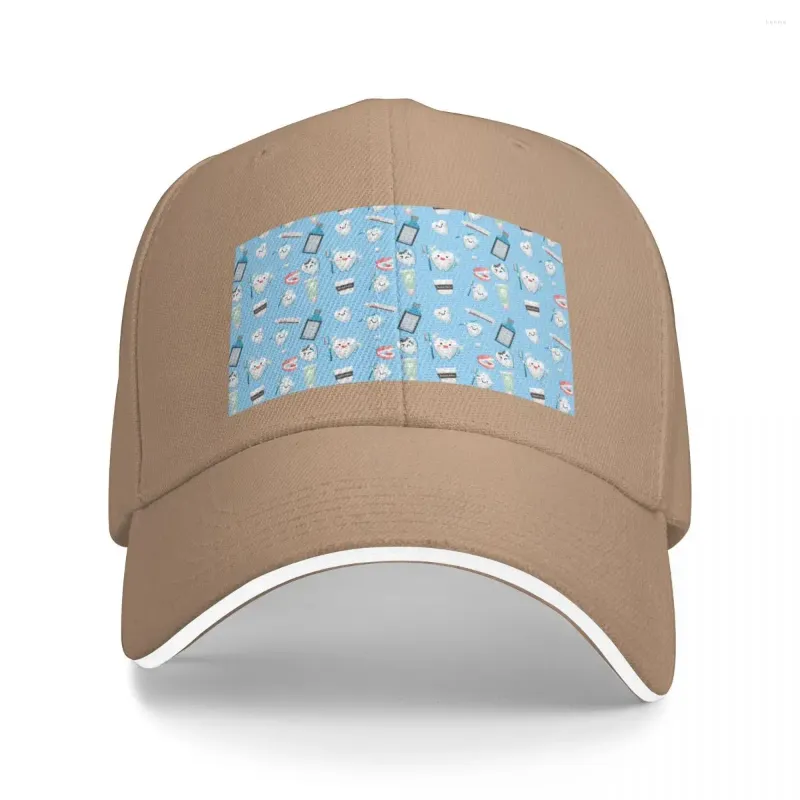 Ball Caps Wzór dentystyczny niebieski tło baseball czapka ochrona UV Solar Hat Trucker Hats