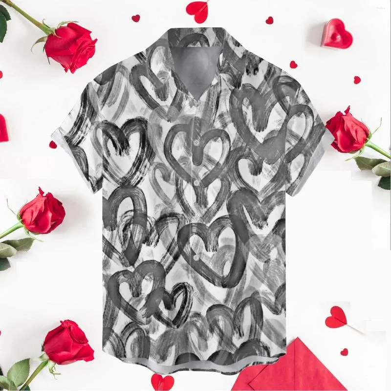 Men's Casual Shirts Valentine's Day Printed Holiday Unisex T Shirt Big And Tall For Men Mens Button Down Pajama Type N