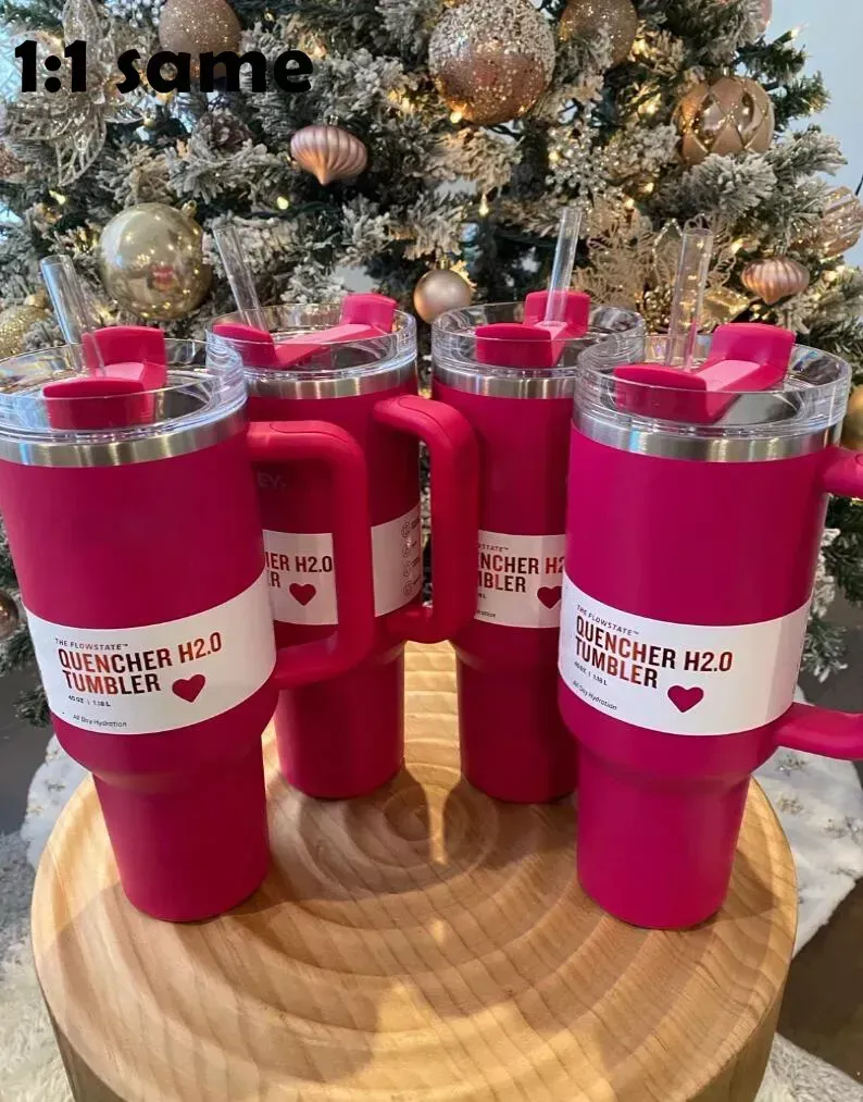 Nouveau populaire Cosmo Pink Target Red Tumblers Parade Flamingo Cups H2.0 Tasse de 40 oz Bouteilles d'eau de café avec copie X avec logo 40 oz Cadeau de la Saint-Valentin 0131