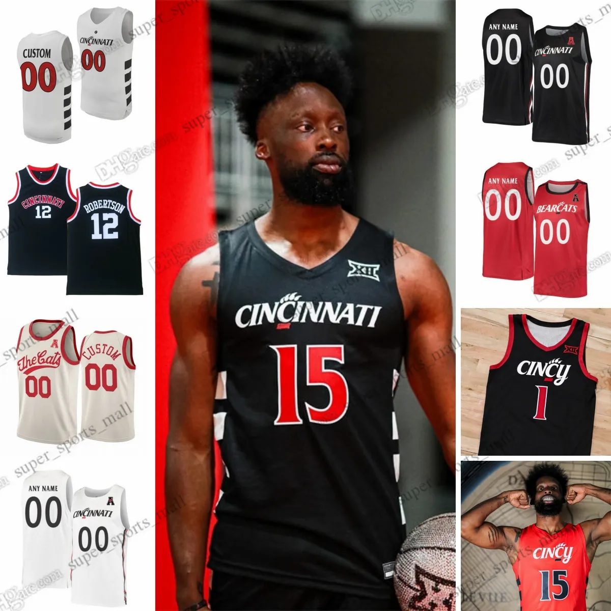 NCAA Custom S-6XL 신시내티 베르 카트 대학 농구 유니폼 30 빅토르 라크 린 41 Simas Lukosius1 Day Day Thomas 0 Dan Skillings Jr. 15 John Newman III Jizzle James