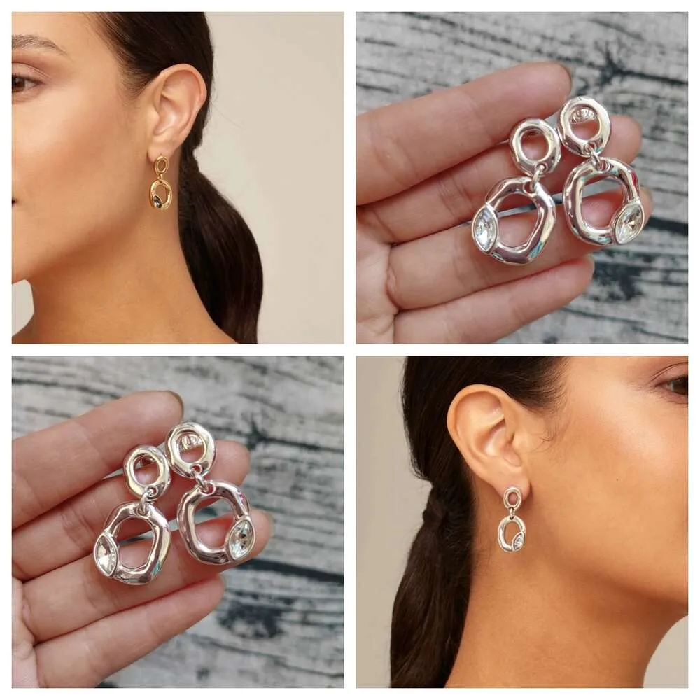 Modemerk sieraden oorbellen Spaanse Unode50 dubbele ring kristal met een high-end gevoel voor vrouwelijk niche-ontwerp