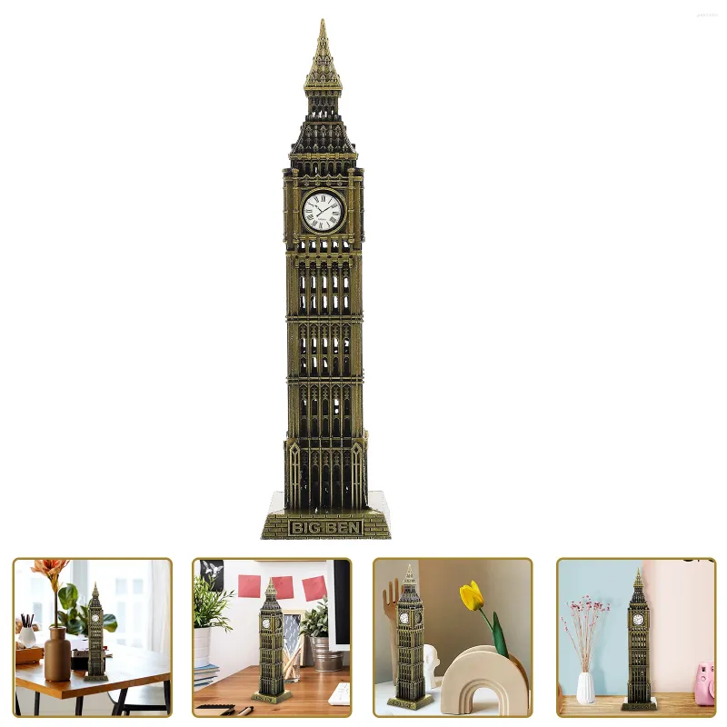 Wanduhren Modell Big Ben Gebäude Architektonisches London Metall Statue Skulptur Dekorative Figur Home Tower Desktop Ornament Statuen