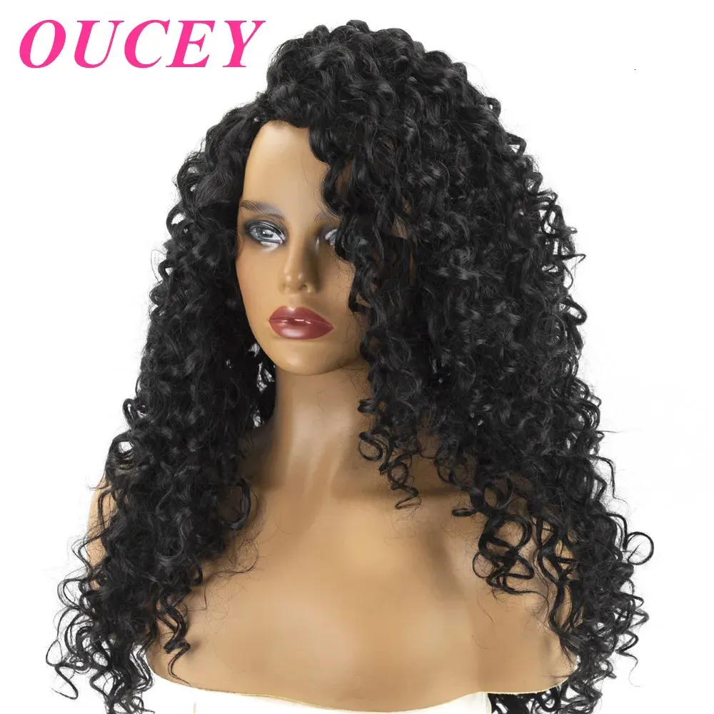 OUCEY cheveux longs bouclés pour femmes haute température cheveux synthétiques s pour noir naturel Cosplay femme 240113