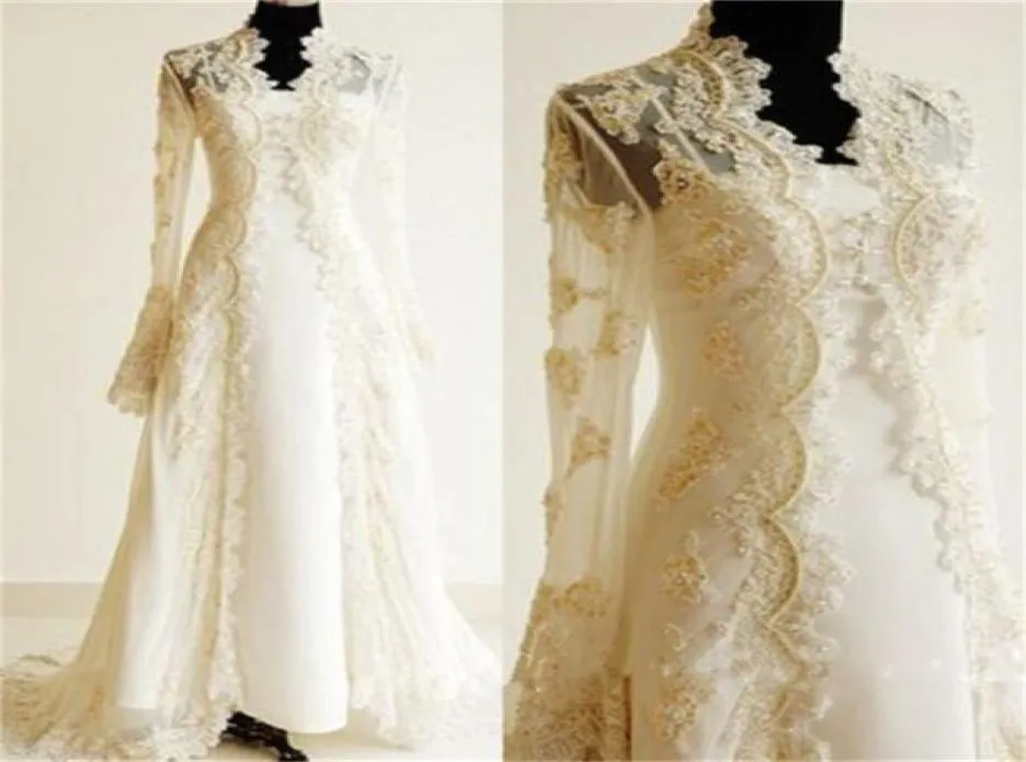 Champagne Lace Appliqued Plus Size Lace Beaded Long Sleeves Bridal Wedding Jackets Bolero Cape Wraps Shrug 20181090175