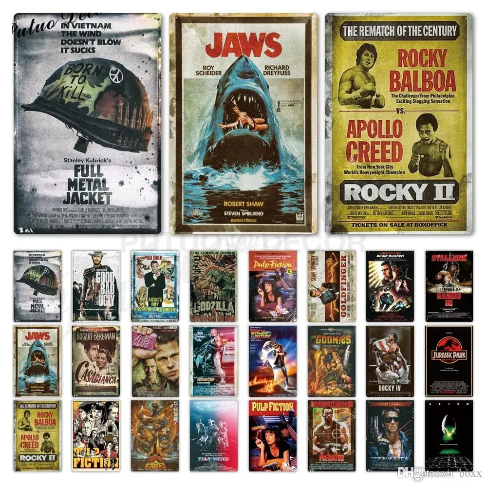 Classic Movie Signs Metal Poster Poster Tin Placa Placa Retro Film Decoração de parede vintage para barra de barra de barra de caverna de cavernas