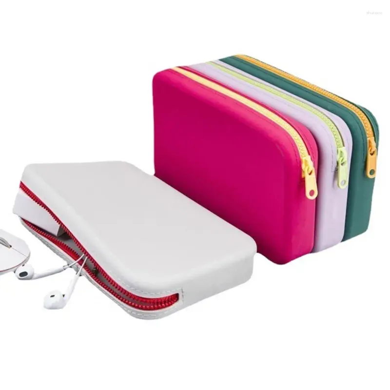 Cosmetic Bags Portable Silicone Toiletry Kit Bag With Zipper Closure Detachable Strap For Home Travel Easy-to-clean